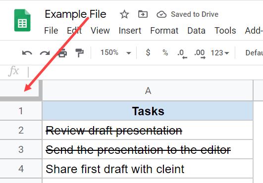 Hướng dẫn cách viết chữ gạch ngang ở giữa trong Google Sheets